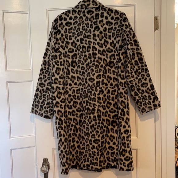 Ann Taylor Brushed Leopard Print Shawl Collar Cocoon Coat 553115 - Picture 8 of 10